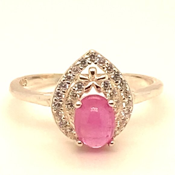 Pink Sapphire 1.52ct Platinum Finish Solid 925 Sterling Silver Ring - Picture 3 of 6